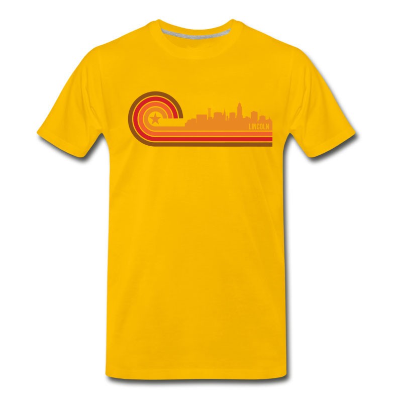 Men's Retro Style Lincoln Nebraska Skyline T-Shirt