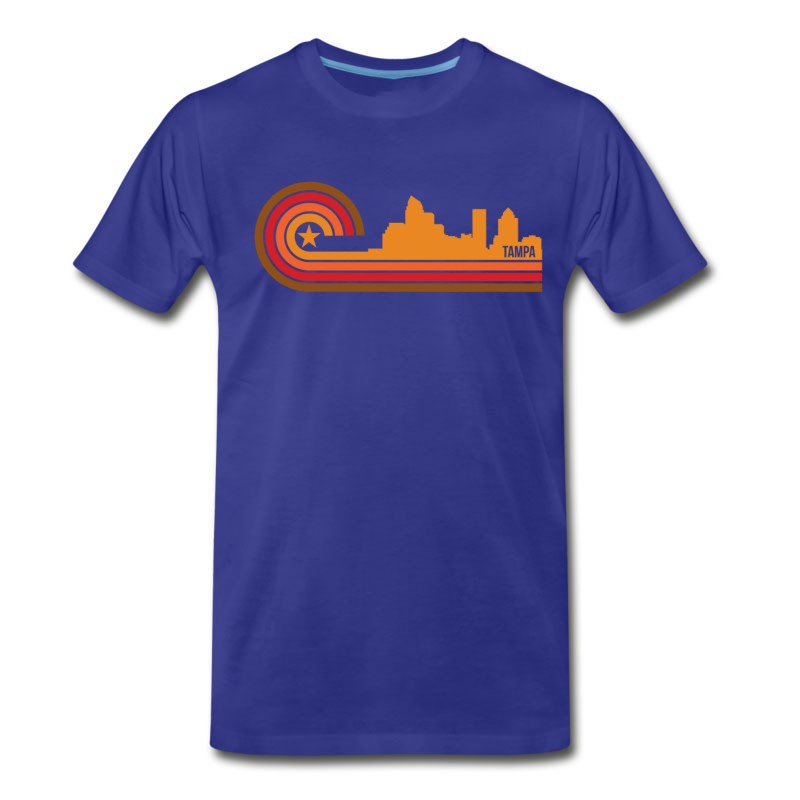 Men's Retro Style Tampa Florida Skyline T-Shirt