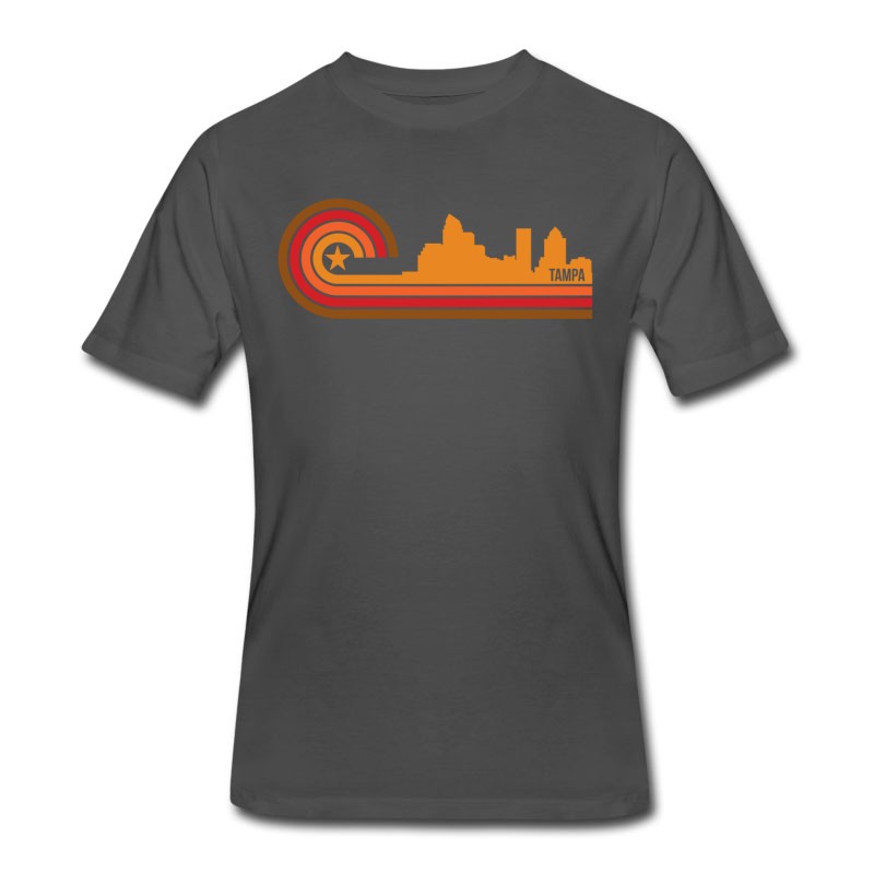 Men's Retro Style Tampa Florida Skyline T-Shirt