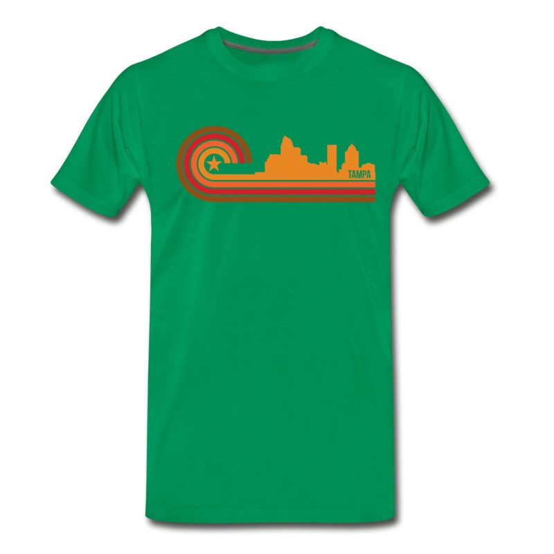 Men's Retro Style Tampa Florida Skyline T-Shirt