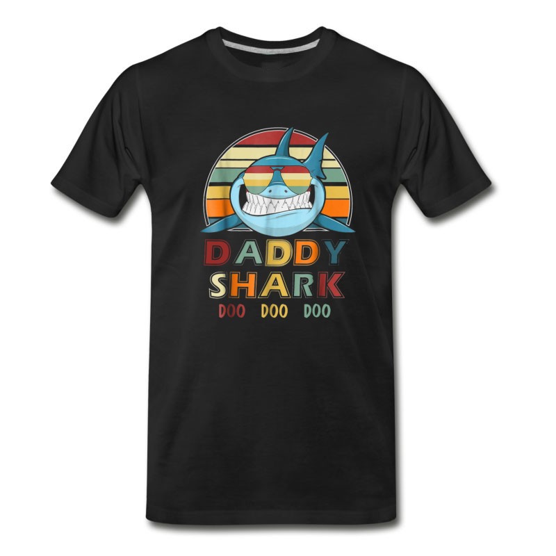 Men's Retro Vintage Daddy Shark Tshirt Gift For Father T-Shirt