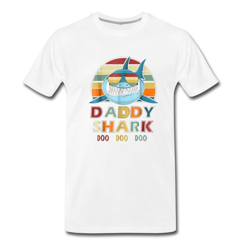 Men's Retro Vintage Daddy Shark Tshirt Gift For Father T-Shirt