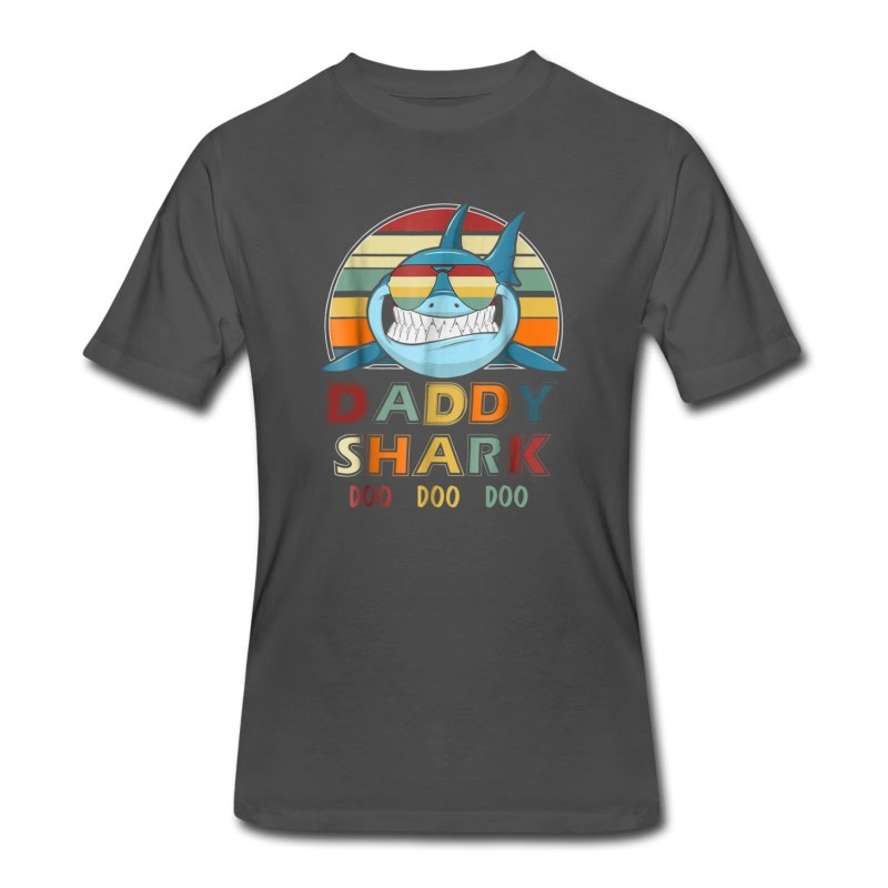 Men's Retro Vintage Daddy Shark Tshirt Gift For Father T-Shirt