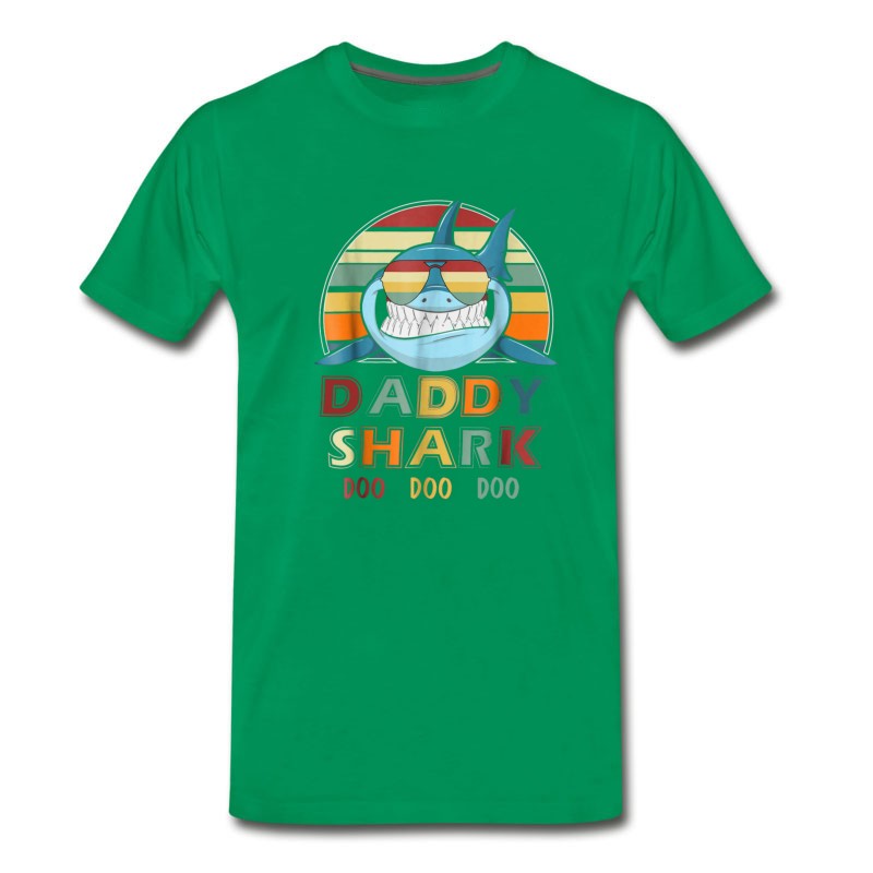 Men's Retro Vintage Daddy Shark Tshirt Gift For Father T-Shirt