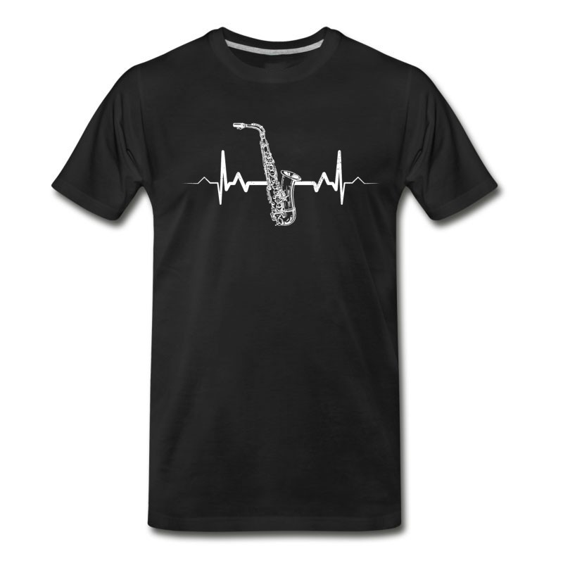 Men's Saxophone Heartbeat - Jazz Music Gift T-Shirt