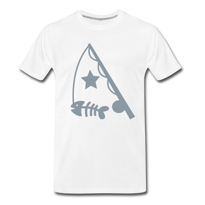 Men's Simple Rod Fish Fishing With Fish Bones T-Shirt