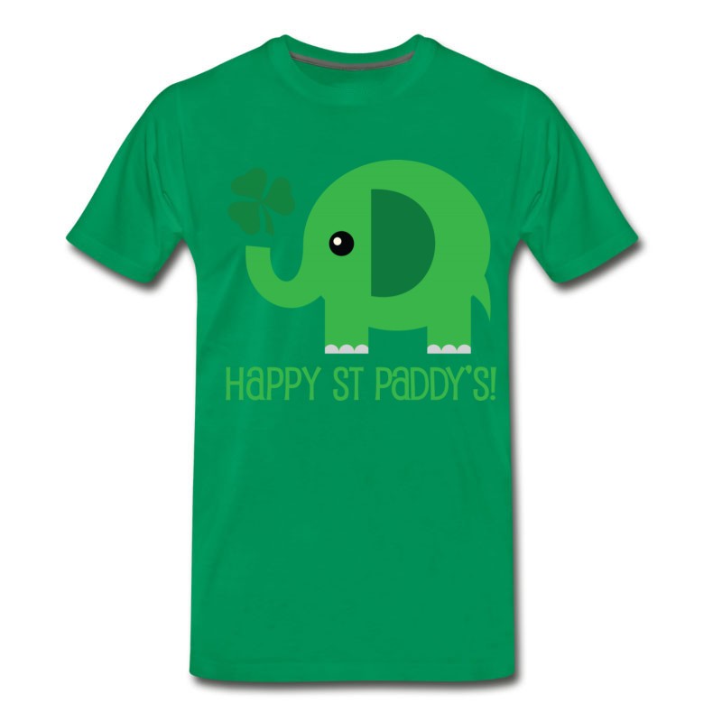 Men's St Patricks Day Green Elephant T-Shirt