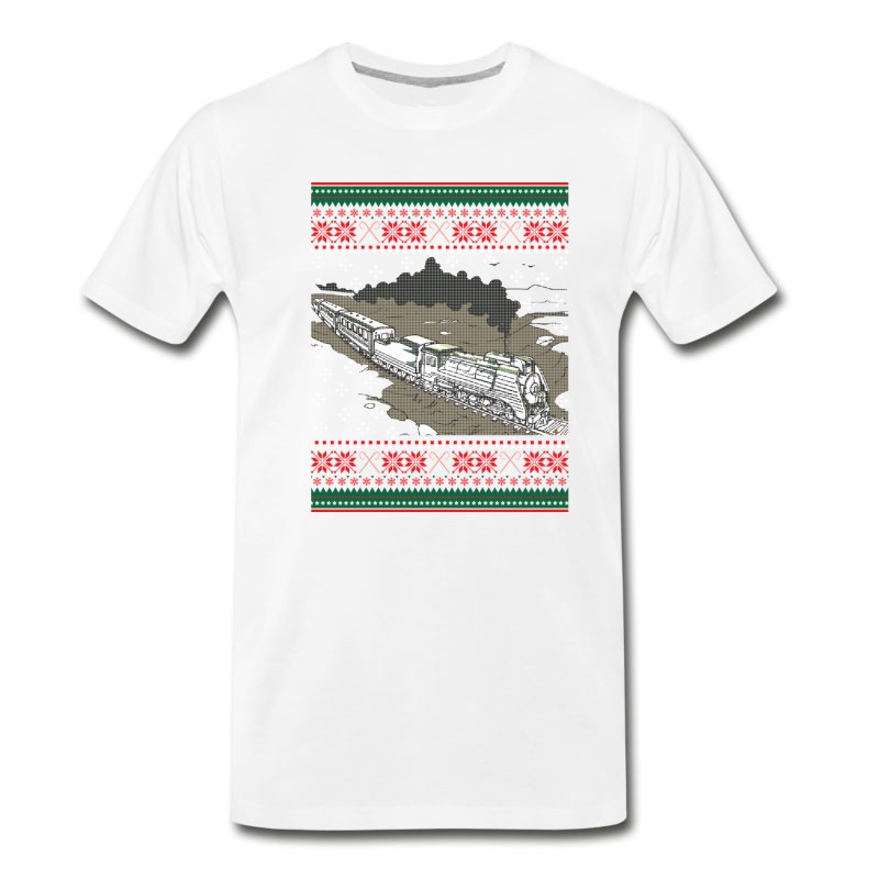 Men's Steam Engine Train Ugly Christmas Sweater T-Shirt T-Shirt