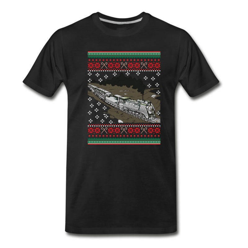 Men's Steam Engine Train Ugly Christmas Sweater T-Shirt T-Shirt