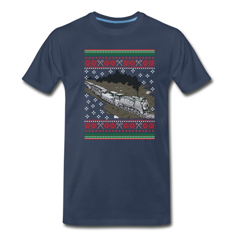 Men's Steam Engine Train Ugly Christmas Sweater T-Shirt T-Shirt