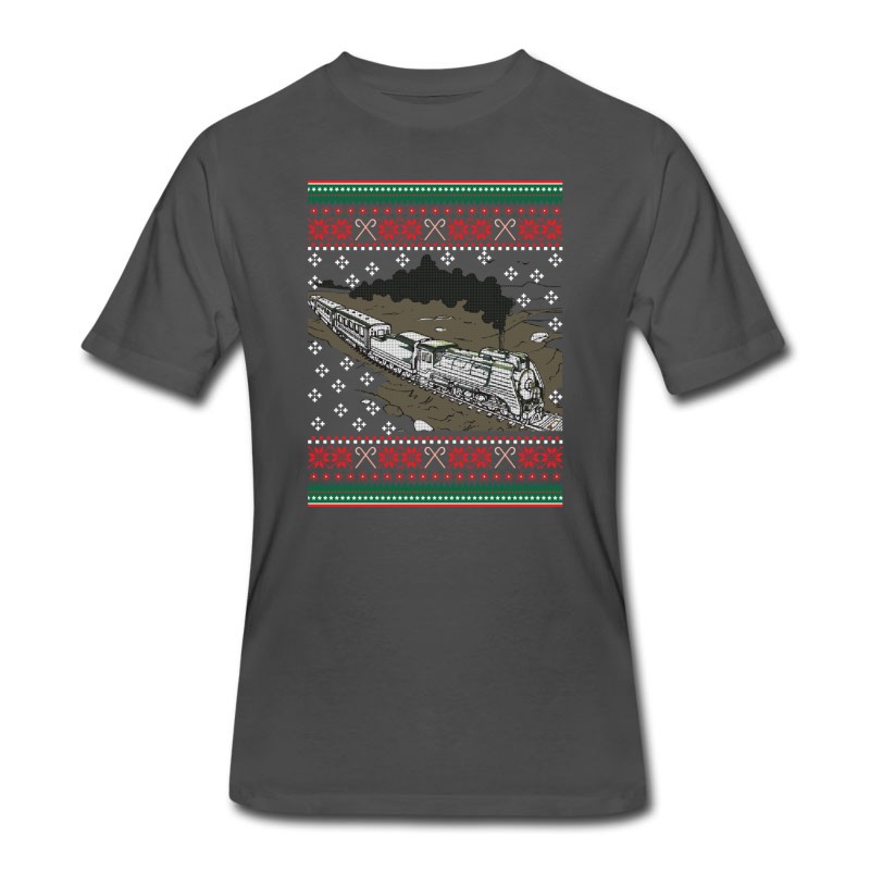 Men's Steam Engine Train Ugly Christmas Sweater T-Shirt T-Shirt