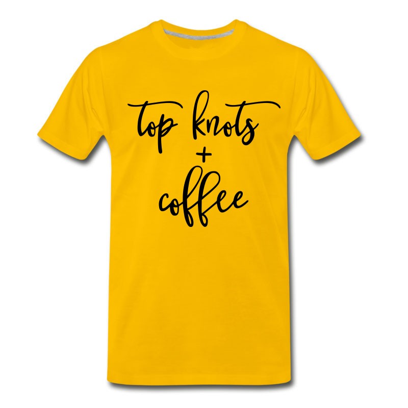 Men's Top Knots And Coffee Design T-Shirt