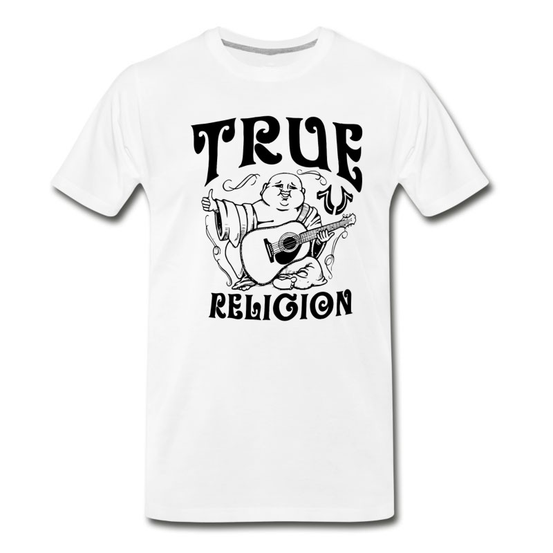 Men's TRUE RELIGION UPFRONT BUDDHA WHITE T-Shirt