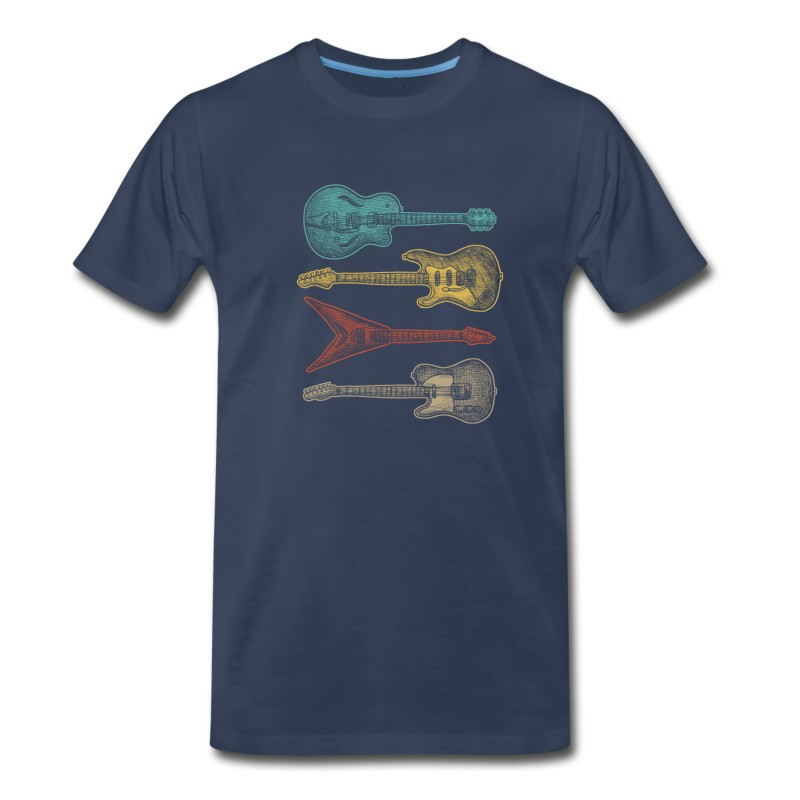 Men's Vintage Electric Guitars Distressed T Shirt T-Shirt