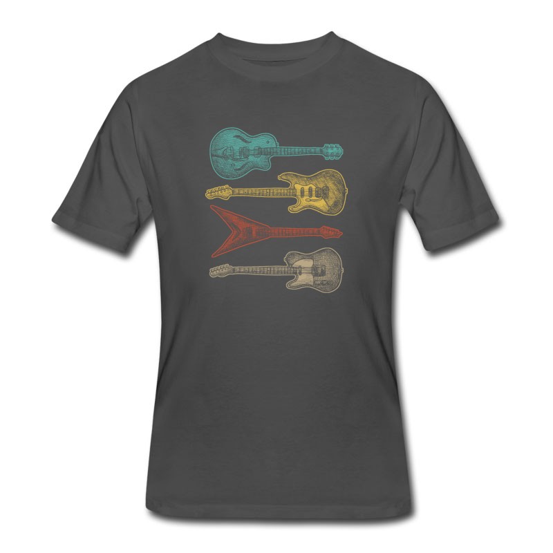 Men's Vintage Electric Guitars Distressed T Shirt T-Shirt