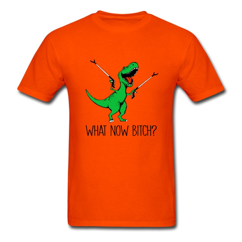 Men's What Now Bitch T-rex Dinosaur Funny Shirt T-Shirt