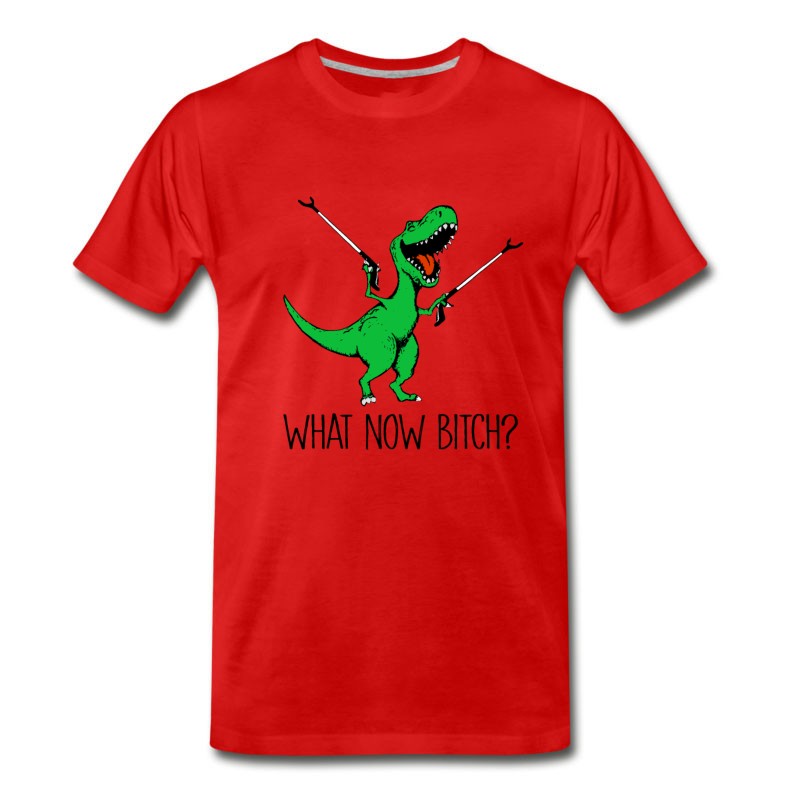 Men's What Now Bitch T-rex Dinosaur Funny Shirt T-Shirt