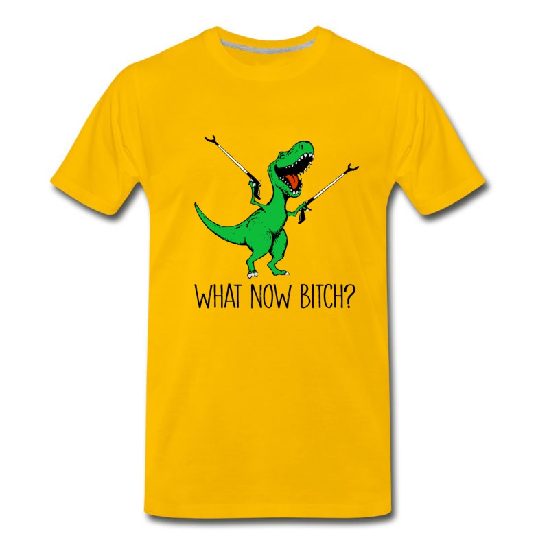 Men's What Now Bitch T-rex Dinosaur Funny Shirt T-Shirt