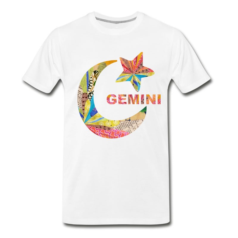 Men's Wordtease GEMINI Moon Star Zodiac Multi T-Shirt