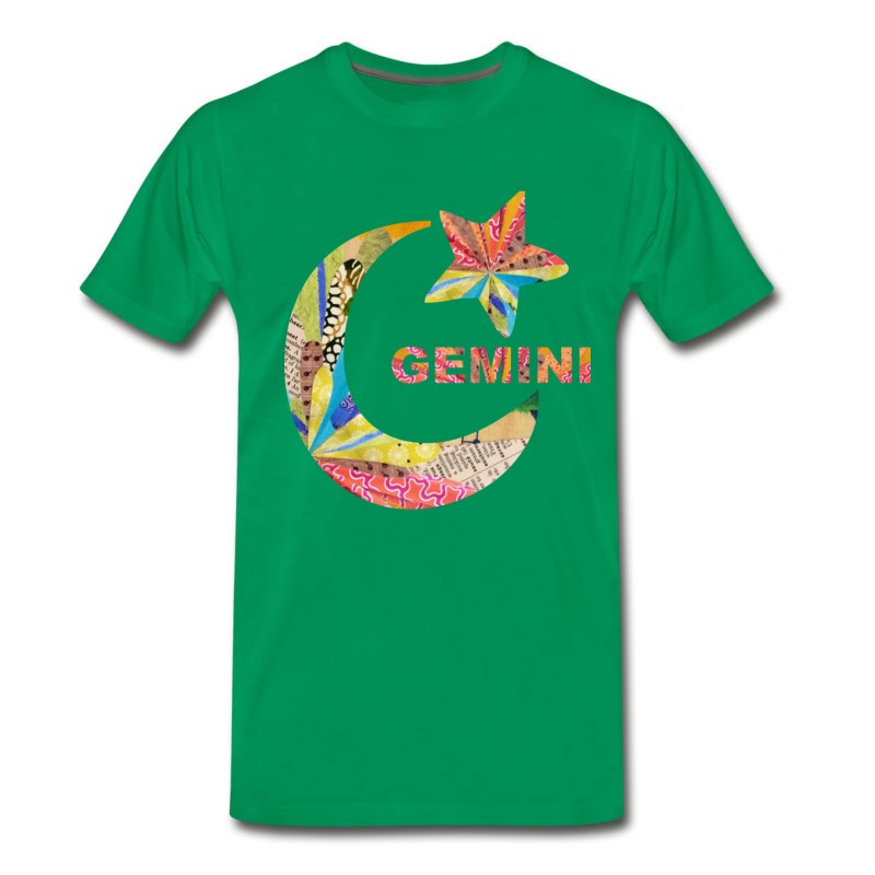 Men's Wordtease GEMINI Moon Star Zodiac Multi T-Shirt