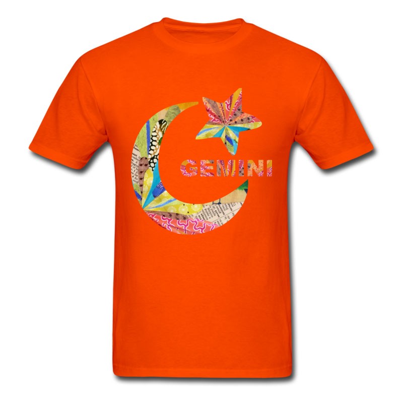 Men's Wordtease GEMINI Moon Star Zodiac Multi T-Shirt